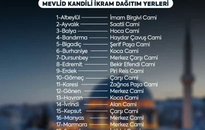 Balıkesir’de Mevlid Kandili Coşkusu: Yatsı Namazı Sonrası Kandil İkramları
