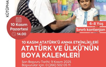 Balıkesir’de Çocuklar 10 Kasım’da Atatürk’ü Renklerle Anacak