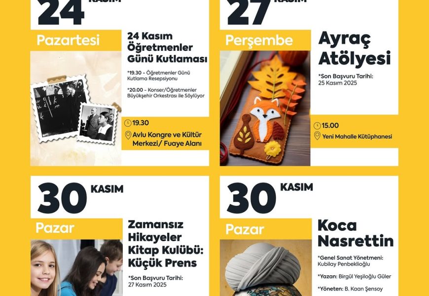 Balıkesir’de Kültür ve Sanat Haftası: 24-30 Kasım Etkinlik Takvimi Açıklandı