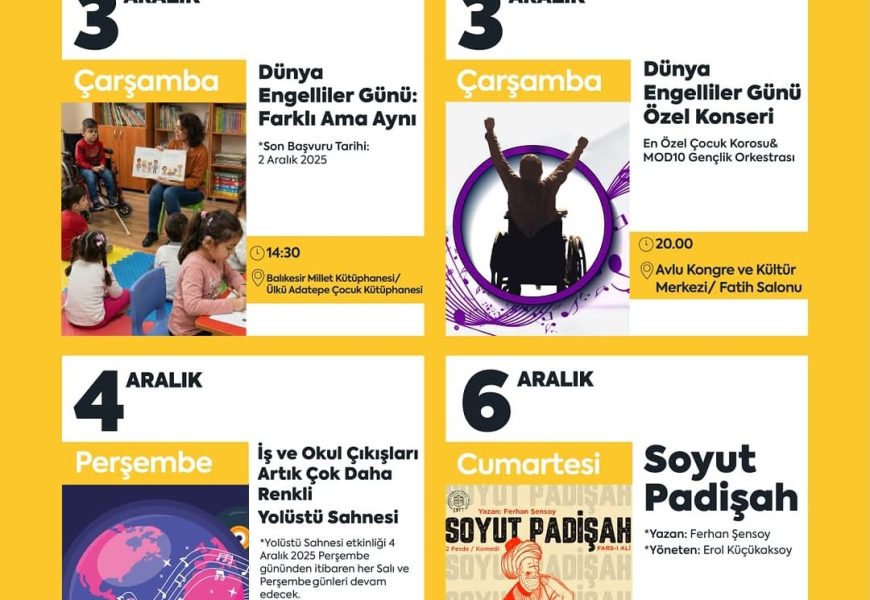 Balıkesir’de Kültür Sanat Haftası: 1-7 Aralık Etkinlikleri