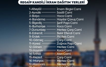 Balıkesir’de Regaip Kandili’nde 20 İlçede İkram
